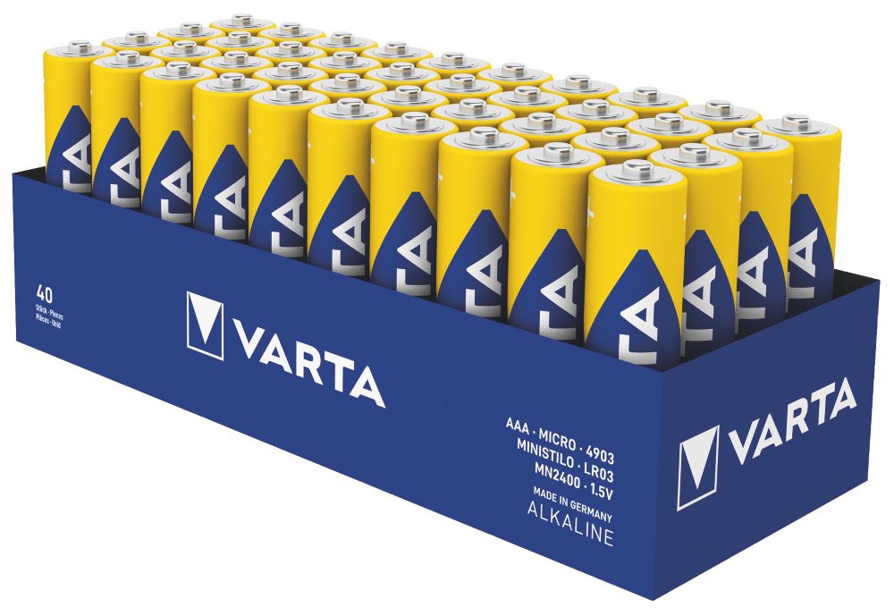 Varta Longlife Power AAA Alkaline Batteries 40 Pack Screwfix