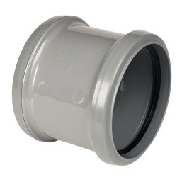 FloPlast  Push-Fit Double Socket Pipe Coupler Grey 110mm