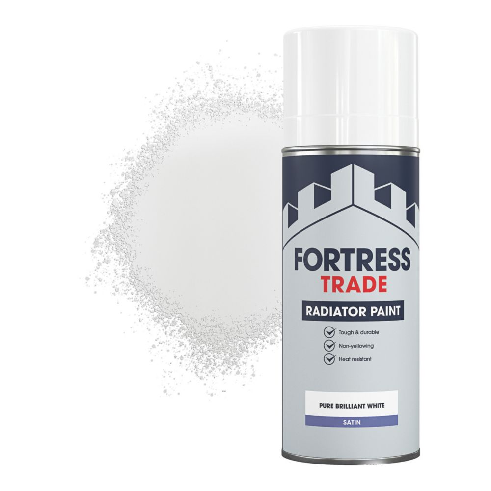 Fortress Trade 400ml White Satin Heat Resistant Radiator Spray Paint