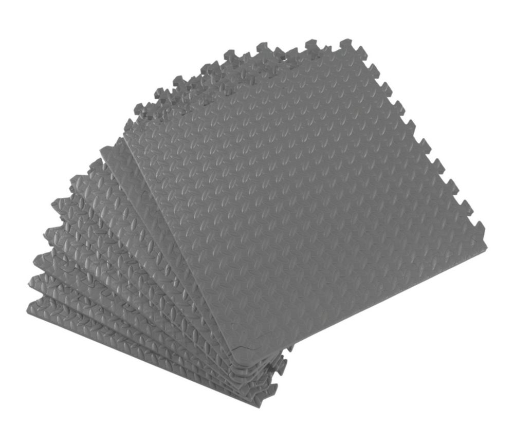 Essentials Interlocking Floor Tiles Grey 20mm 8 Pack - Screwfix