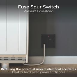 British General Nexus Metal 13A Switched Fused Spur & Flex Outlet with LED Matt Black with Colour-Matched Inserts