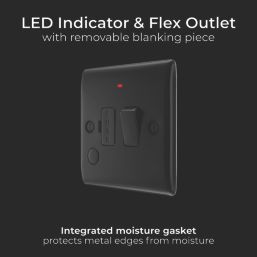 British General Nexus Metal 13A Switched Fused Spur & Flex Outlet with LED Matt Black with Colour-Matched Inserts