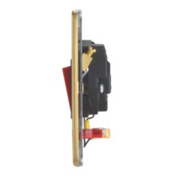 Contactum Lyric 32A 1-Gang DP Control Switch Brushed Brass with Neon with Black Inserts