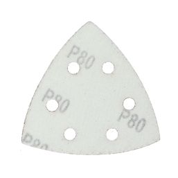 Flexovit Delta A203F 80 Grit 6-Hole Punched Multi-Material Sanding Triangles 95mm x 95mm 6 Pack