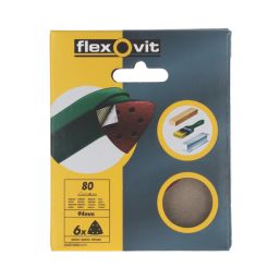 Flexovit Delta A203F 80 Grit 6-Hole Punched Multi-Material Sanding Triangles 95mm x 95mm 6 Pack