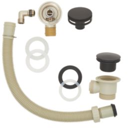 Highlife Bathrooms  Matt Black Round Head Bath Overflow Filler Tap  With Clicker Waste