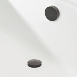 Highlife Bathrooms  Matt Black Round Head Bath Overflow Filler Tap  With Clicker Waste