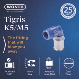 Wavin Tigris  Multi-Layer Composite Press-Fit Adapting 90° BSP Male Elbow 0.75" x 25mm 10 Pack