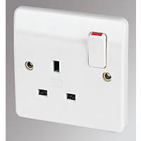 MK Logic Plus 13A 1-Gang DP Switched Plug Socket White