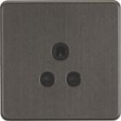 Knightsbridge  5A 1-Gang Unswitched Socket Smoked Bronze with Black Inserts