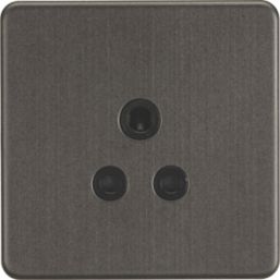Knightsbridge  5A 1-Gang Unswitched Socket Smoked Bronze with Black Inserts