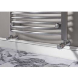 ETAL Danva 15mm x 1/2" Brushed Steel Angled Modern Thermostatic Radiator Valve & Lockshield