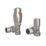 ETAL Danva 15mm x 1/2" Brushed Steel Angled Modern Thermostatic Radiator Valve & Lockshield