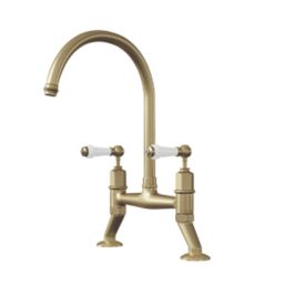 ETAL  Alton Deck Mounted Dual Lever Bridge Mixer Brushed Brass