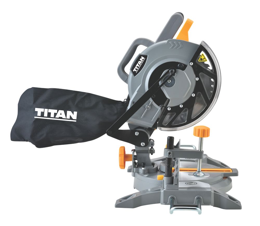 Titan TTB795MSW 210mm Electric Single Bevel Compound Mitre Saw 240V Screwfix