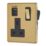 Contactum Lyric 13A 1-Gang DP Switched Socket + 3.1A 15.5W 1-Outlet Type A & C USB Charger Brushed Brass with Black Inserts