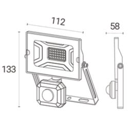 4lite Advantage Outdoor LED Floodlight With PIR Sensor Black 20W 1700lm