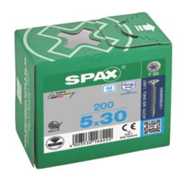 Spax  TX Countersunk Self Drilling Wood Screws 5mm x 30mm 200 Pack