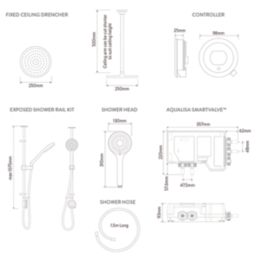 Aqualisa Optic Q HP/Combi Ceiling-Fed Chrome Thermostatic Dual Outlet Exposed Smart Shower with Ceiling-Fixed Head
