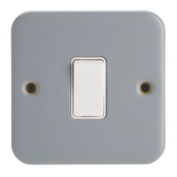 Contactum  10AX 1-Gang Metal Clad Intermediate Switch Grey with White Inserts