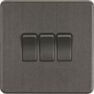 Knightsbridge  10AX 3-Gang 2-Way Light Switch  Smoked Bronze