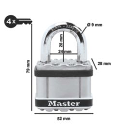 Master Lock Excell Master Keyed Weatherproof   Padlock Steel 51mm