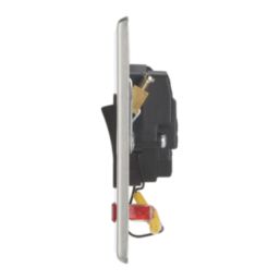 Contactum iConic 20A 1-Gang DP Control Switch Brushed Steel with Neon with Black Inserts