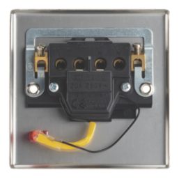 Contactum iConic 20A 1-Gang DP Control Switch Brushed Steel with Neon with Black Inserts