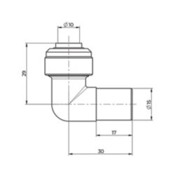 ETAL  Brass Push-Fit Reducing 90° White Stem Elbow F 10mm x M 15mm 2 Pack