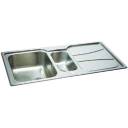 Carron Phoenix Zeta 1.5 Bowl Stainless Steel Reversible Inset Sink & Drainer  1030mm x 510mm