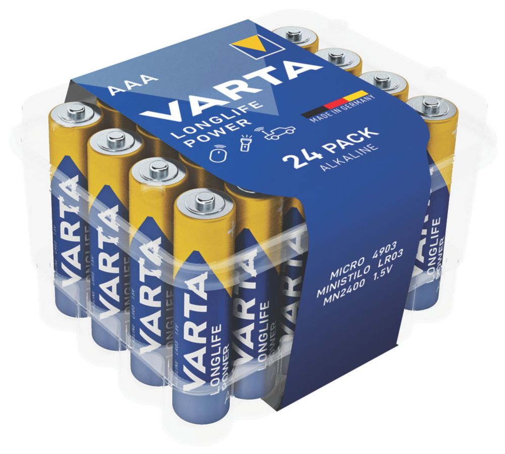 Varta Longlife Power AAA Alkaline High Energy Batteries 24 Pack Screwfix