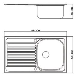 Jabiri 1 Bowl  Satin Stainless Steel Sink 860mm x 500mm