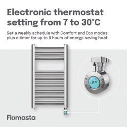 Flomasta 700mm x 400mm 512BTU Chrome Curved Electric Towel Radiator