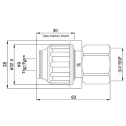 Flomasta  Plastic Push-Fit Straight Tap Connector 15mm x 3/4"