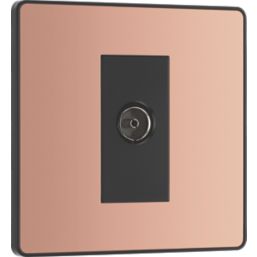 British General Evolve 1-Gang Coaxial TV / FM Socket Copper with Black Inserts