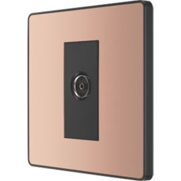 British General Evolve 1-Gang Coaxial TV / FM Socket Copper with Black Inserts