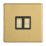 Contactum Lyric 10AX 2-Gang 2-Way Light Switch  Brushed Brass with Black Inserts