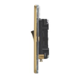 Contactum Lyric 10AX 2-Gang 2-Way Light Switch  Brushed Brass with Black Inserts