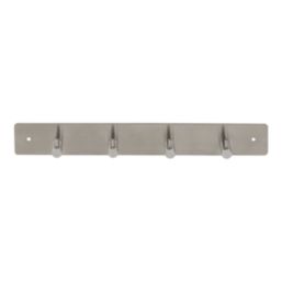 Essentials 4-Hook Pin Rail Satin Stainless Steel 350mm x 45mm