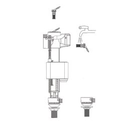 Flomasta  Bottom or Side-Entry 4-in-1 Fill Valve 1/2 & 3/8"
