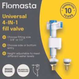Flomasta  Bottom or Side-Entry 4-in-1 Fill Valve 1/2 & 3/8"