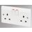 MK Logic Plus 13A 2-Gang DP Switched Plug Socket White