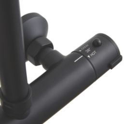 Highlife Bathrooms Spey Series 2 Rear-Fed Exposed Matt Black Thermostatic Shower