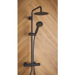 Highlife Bathrooms Spey Series 2 Rear-Fed Exposed Matt Black Thermostatic Shower