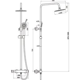 Highlife Bathrooms Spey Series 2 Rear-Fed Exposed Matt Black Thermostatic Shower
