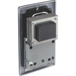 British General Nexus Metal 2-Gang Dual Voltage Shaver Socket 115/240V Matt Black with Colour-Matched Inserts