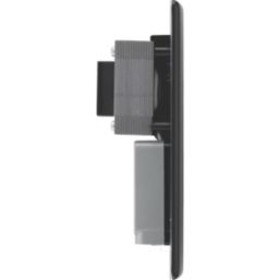 British General Nexus Metal 2-Gang Dual Voltage Shaver Socket 115/240V Matt Black with Colour-Matched Inserts