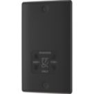 British General Nexus Metal 2-Gang Dual Voltage Shaver Socket 115/240V Matt Black with Colour-Matched Inserts