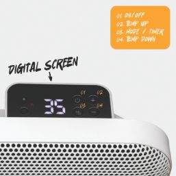 TCP  2000W Electric Portable or Wall-Mounted Convector Panel Heater White