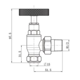 ETAL Rotor 15mm x 1/2" Brushed Brass Angled Designer Manual Radiator Valve Head & Body  2 Pack